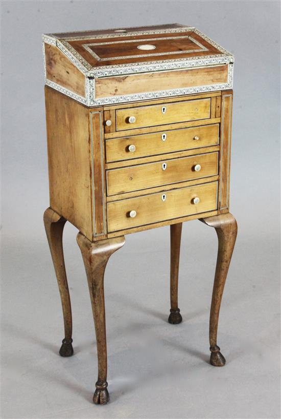 A 19th century Indian Vizagapatam bone and sandalwood writing cabinet, W.1ft 4in. D.11in. H.2ft 11in.